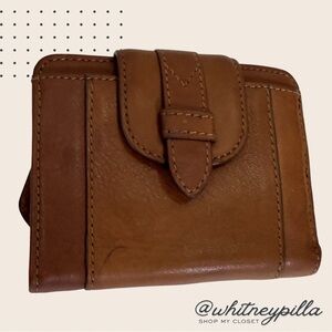 Fossil Emory Multifunction Brown Leather Bifold Wallet with Polka Dot Interior